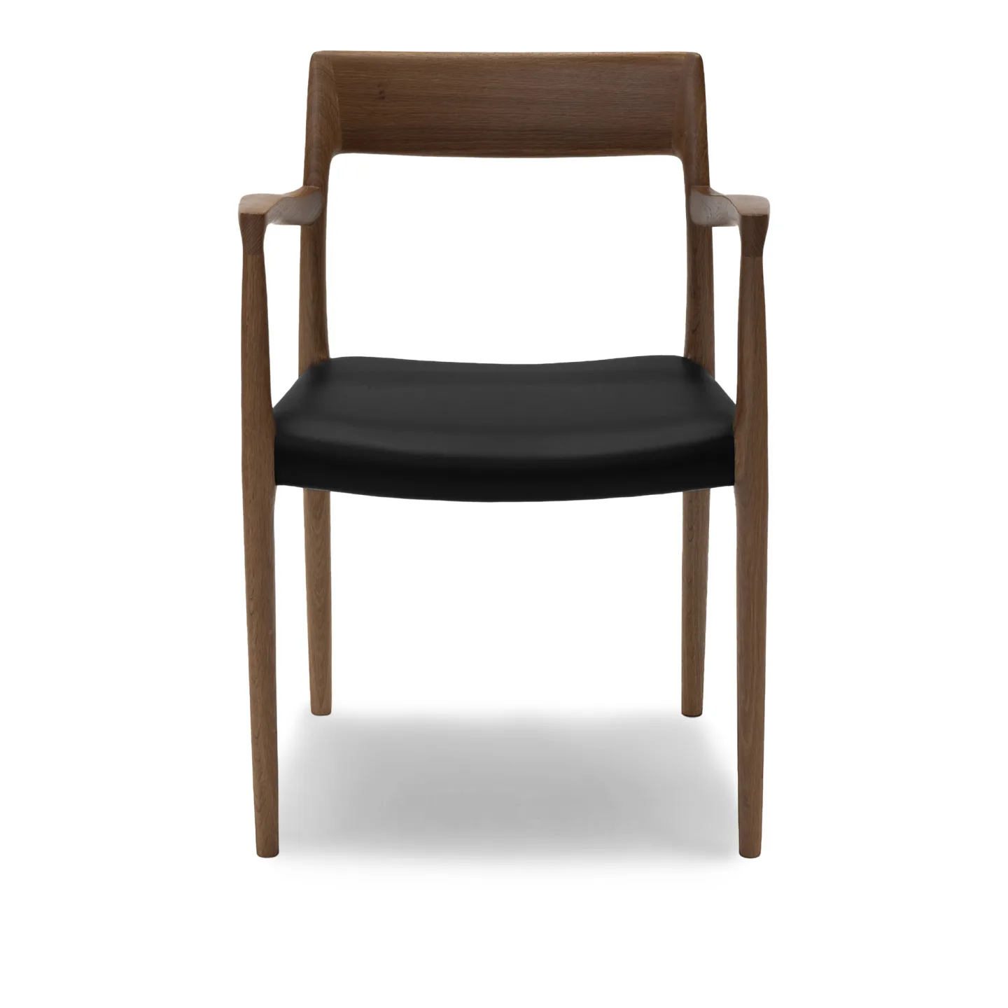 J.L. Møller - Model 57 dining chair Oak, Smoked, Leather – Roma 907 - Matstolar - Niels Otto Møller - Svart - Läder/Trä