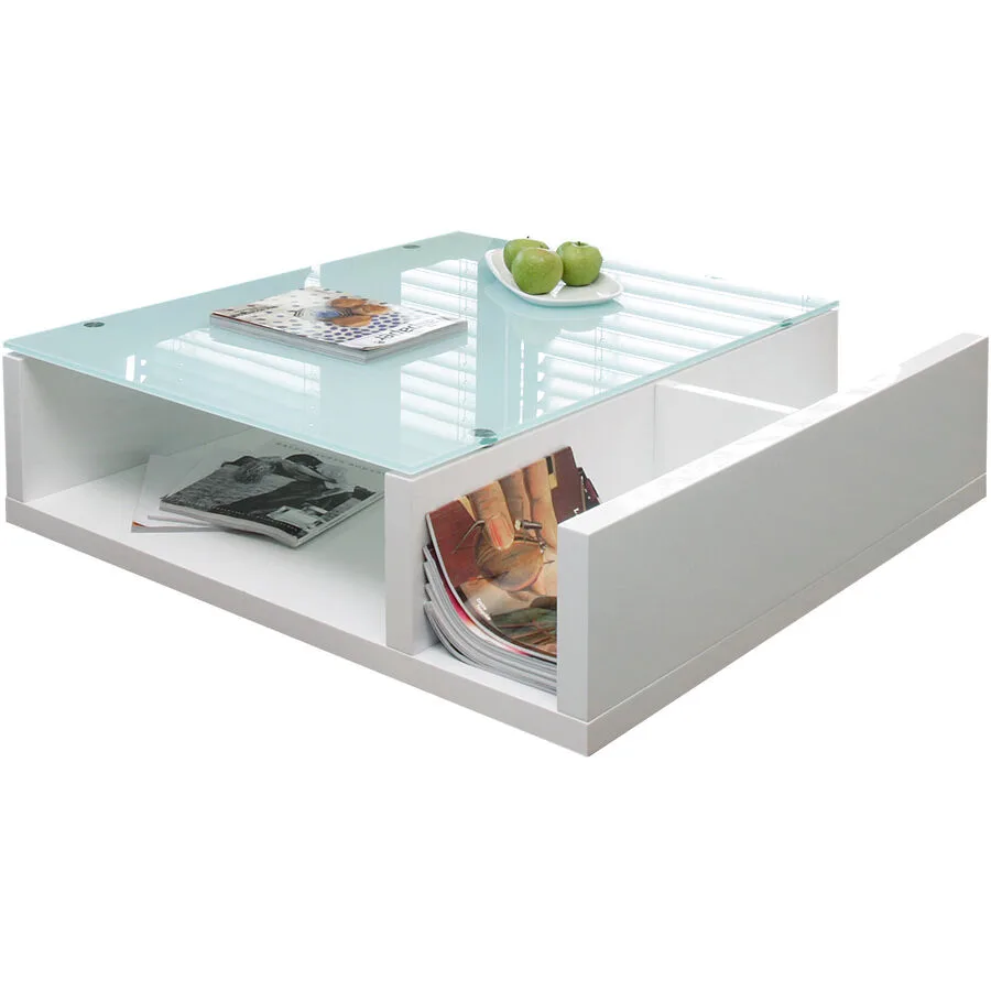 Salontisch Perry Weiss MDF/Glas 100 cm