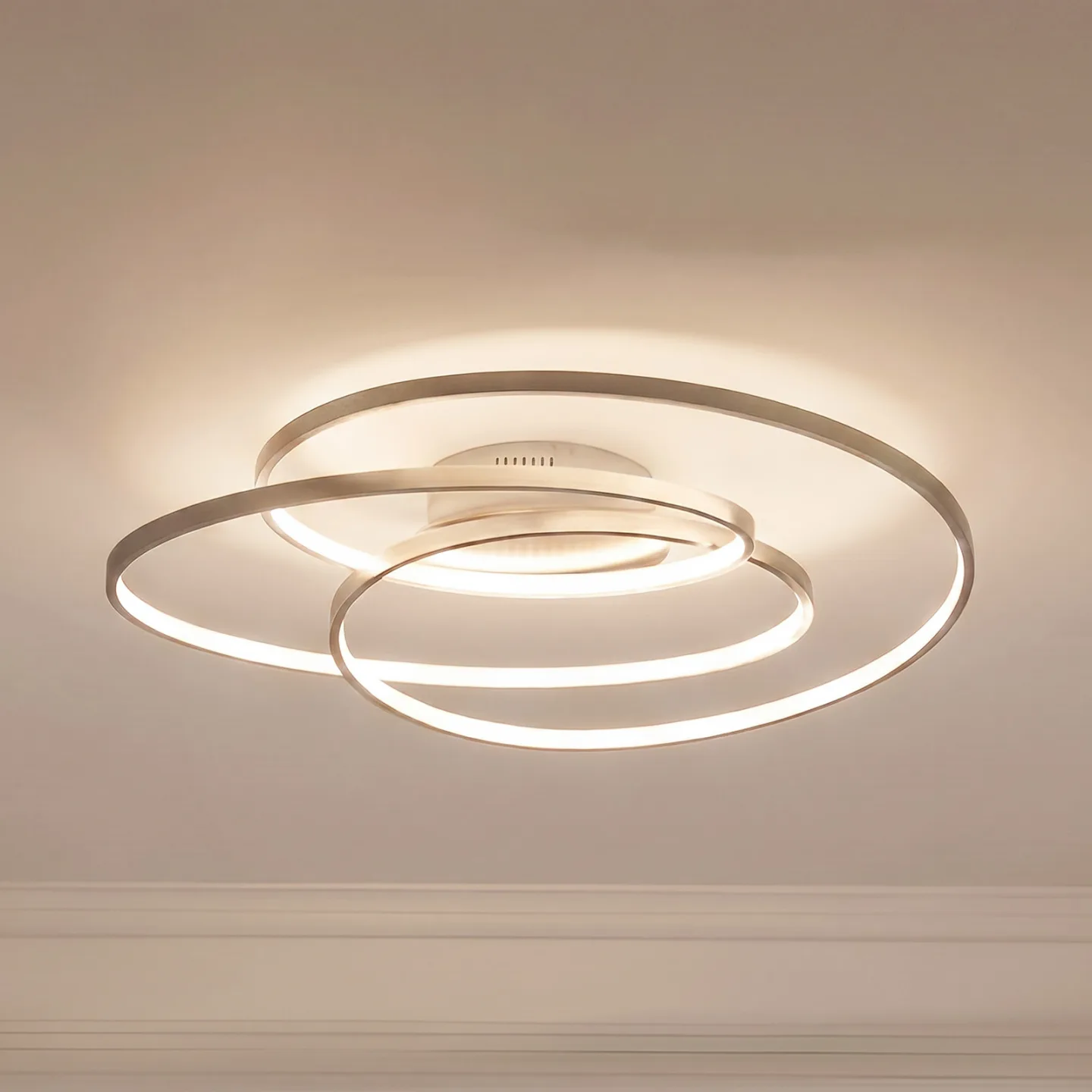 Ronka Deckenleuchte Nickel - Lindby Joline - Wohnzimmer - Modern - Metall - Rund