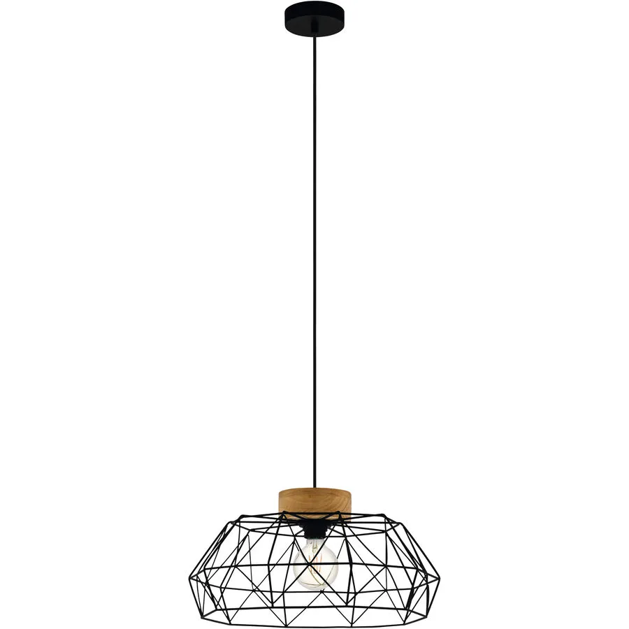 Eglo Pendellampe Padstow Schwarz Stahl/Holz 110 cm - Farbe: natur/schwarz - Material: Holz/Stahl
