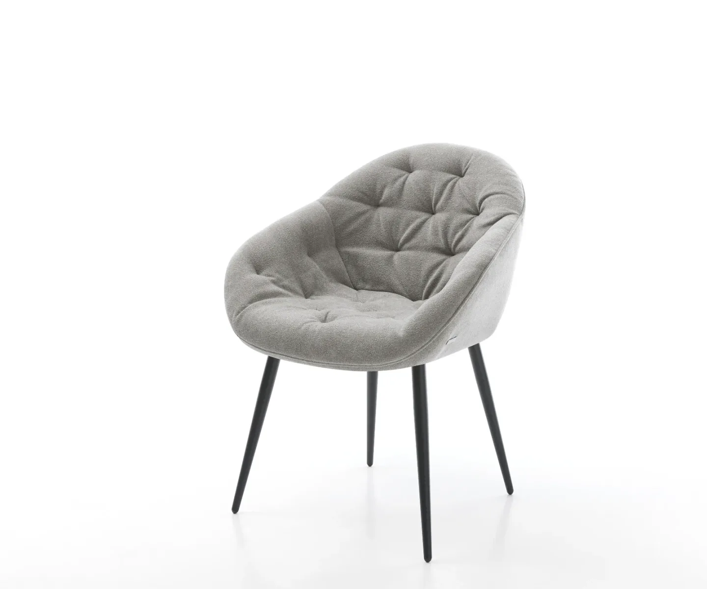 Esszimmerstuhl Gaio-Flex Strukturstoff Soft Grau 4-Fuß konisch Schwarz