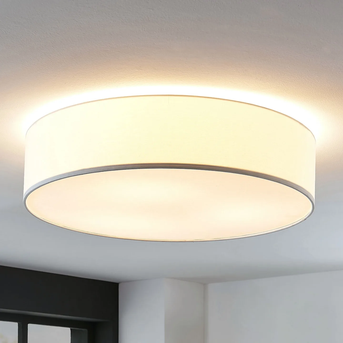 Gordana Deckenleuchte Ø57 White - Lindby - Wohnzimmer - Modern - Stoff / Textil - Rund