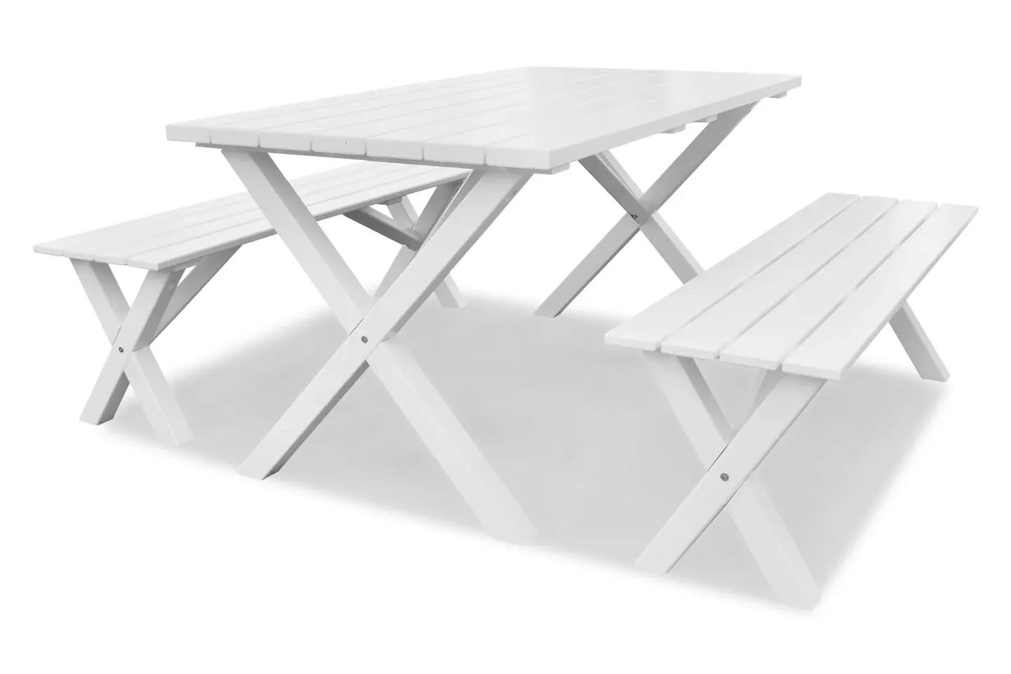 Matgrupp Scottsdale 150 cm + 2 Bänkar 140 cm Vit - KWA
