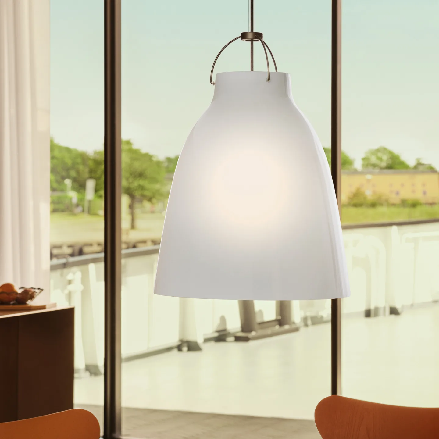 Caravaggio™ P3 Pendelleuchte Opal - Fritz Hansen Caravaggio P3 - Wohnzimmer - Design - Glas - Einflammig