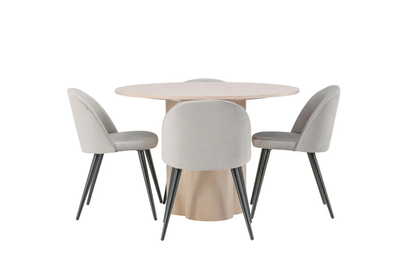 Olivia Matgrupp 110 cm Rund med 4 Velvet stolar - Whitewash