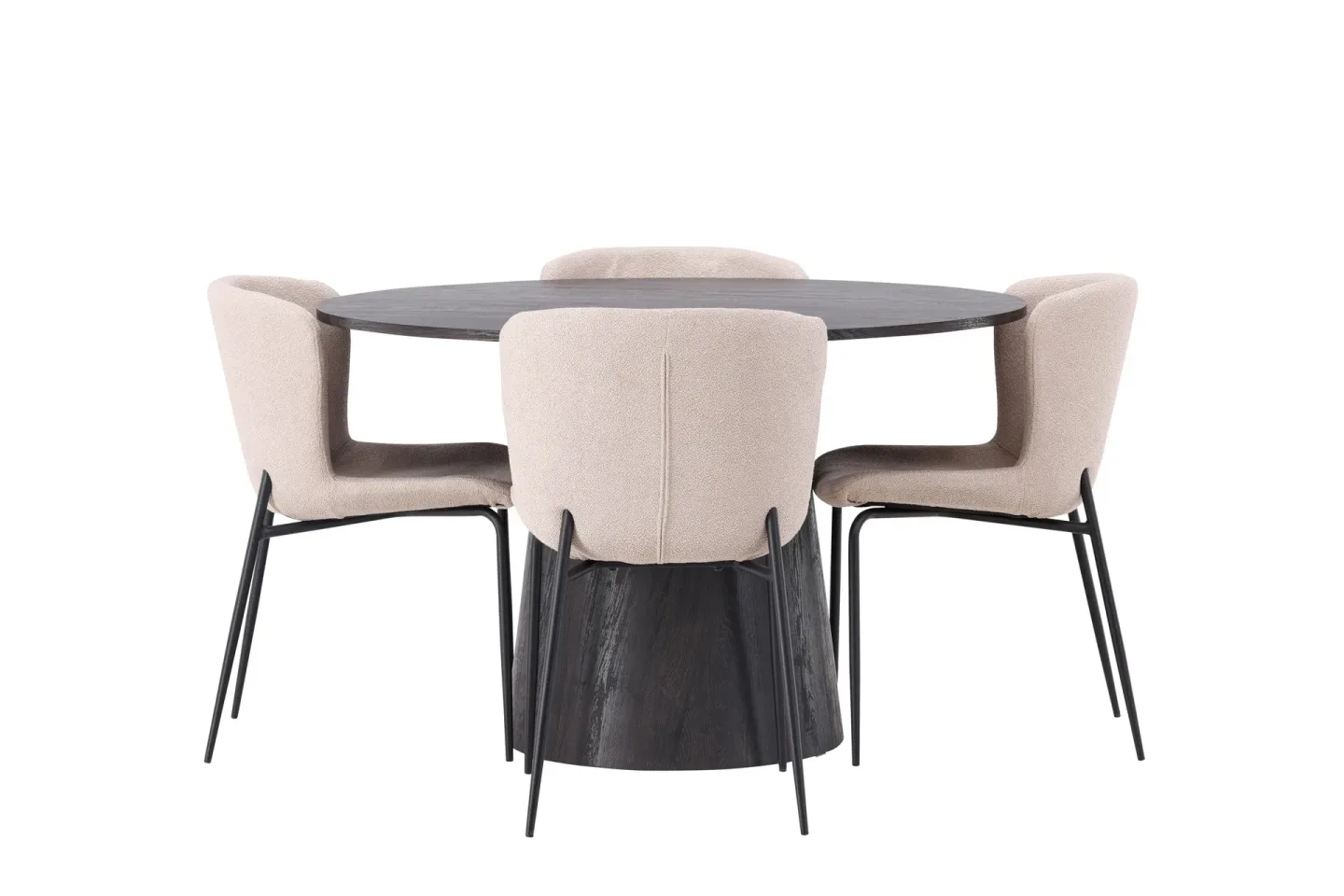 Lanzo Matgrupp 120 cm Rund med 4 Modesto stolar - Beige