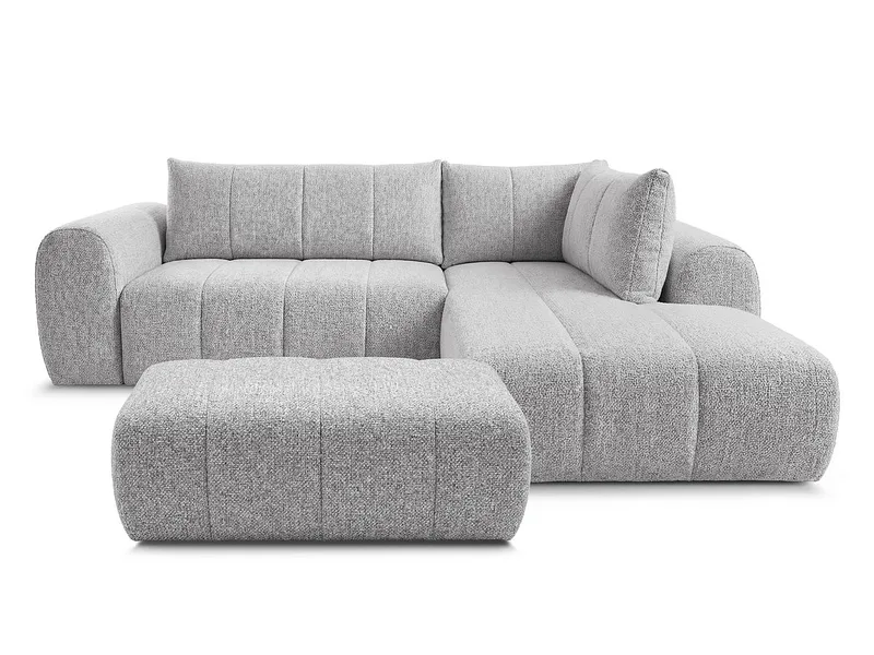 Ecksofa mit Hocker BOBOCHIC NESTY Stoff chiniert hellgrau