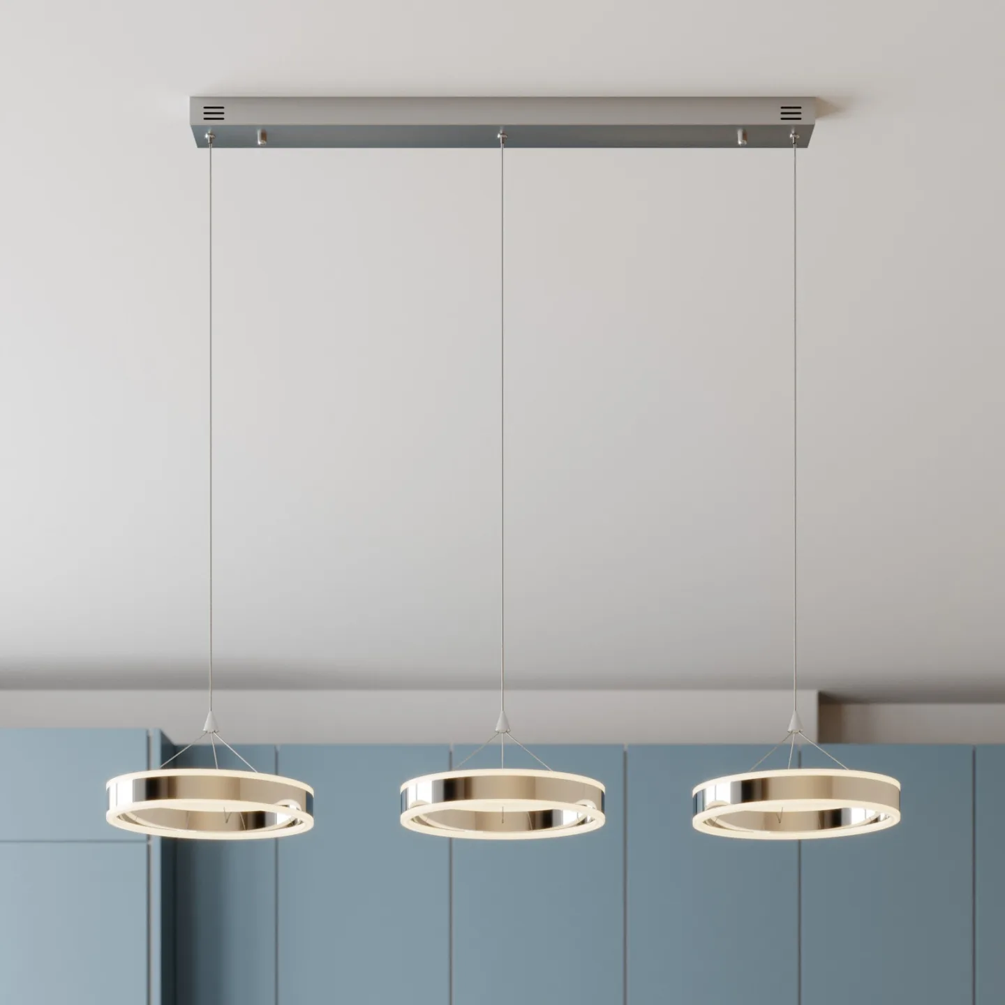 Lyani Pendelleuchte L115 Chrome/White - Lucande - Wohnzimmer - Modern - Metall - Mehrflammig