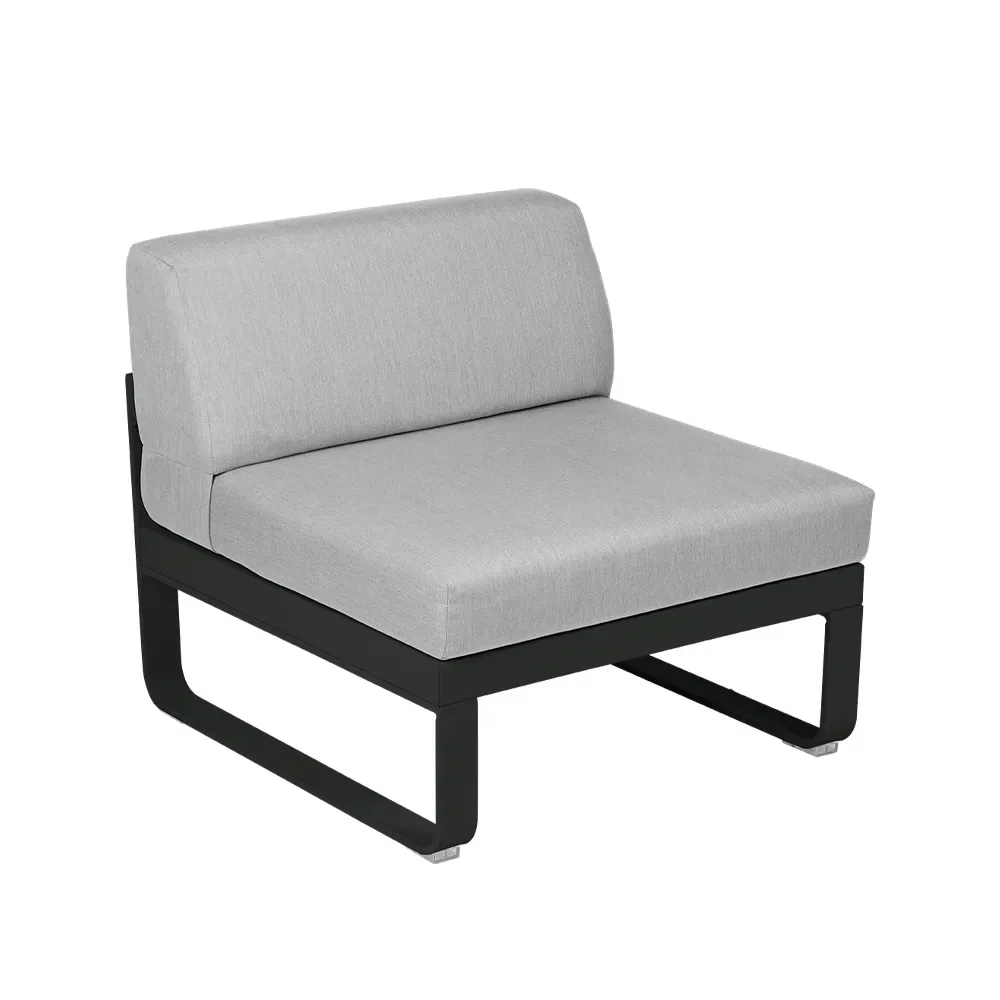 Fermob Bellevie Central modulsoffa Liquorice (svart), flannel grey dyna, 1-sits