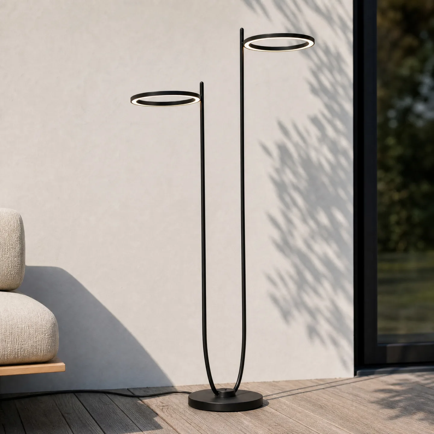 Sylvara utendørs LED-gulvlampe, 2 lyskilder, CCT, svart, IP44 Lucande - Design - Metall - Med flere lyskilder