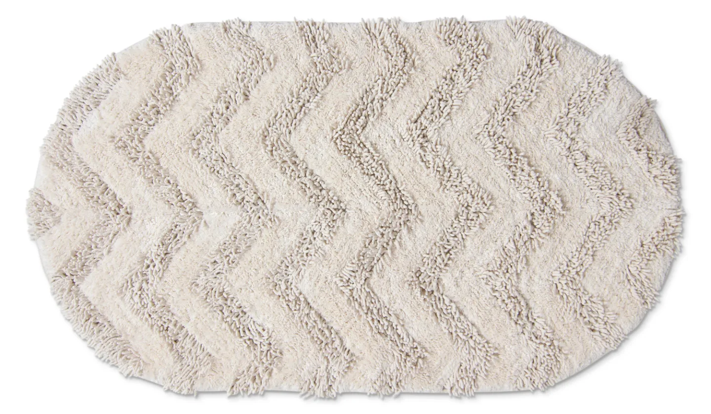 Oval baderomsmatte - Tressa (off-white) (Størrelse: 80 x 140 cm)
