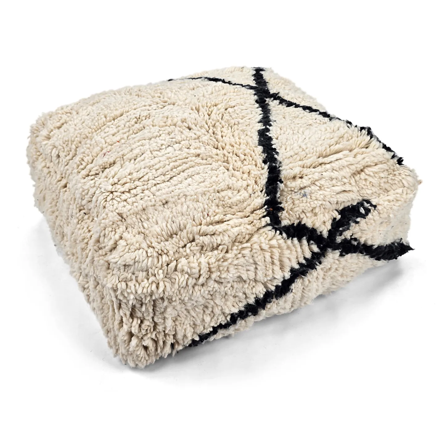 Sittepuff - Marokkansk Beni Ourain 018 (Størrelse: 60 x 60 cm)