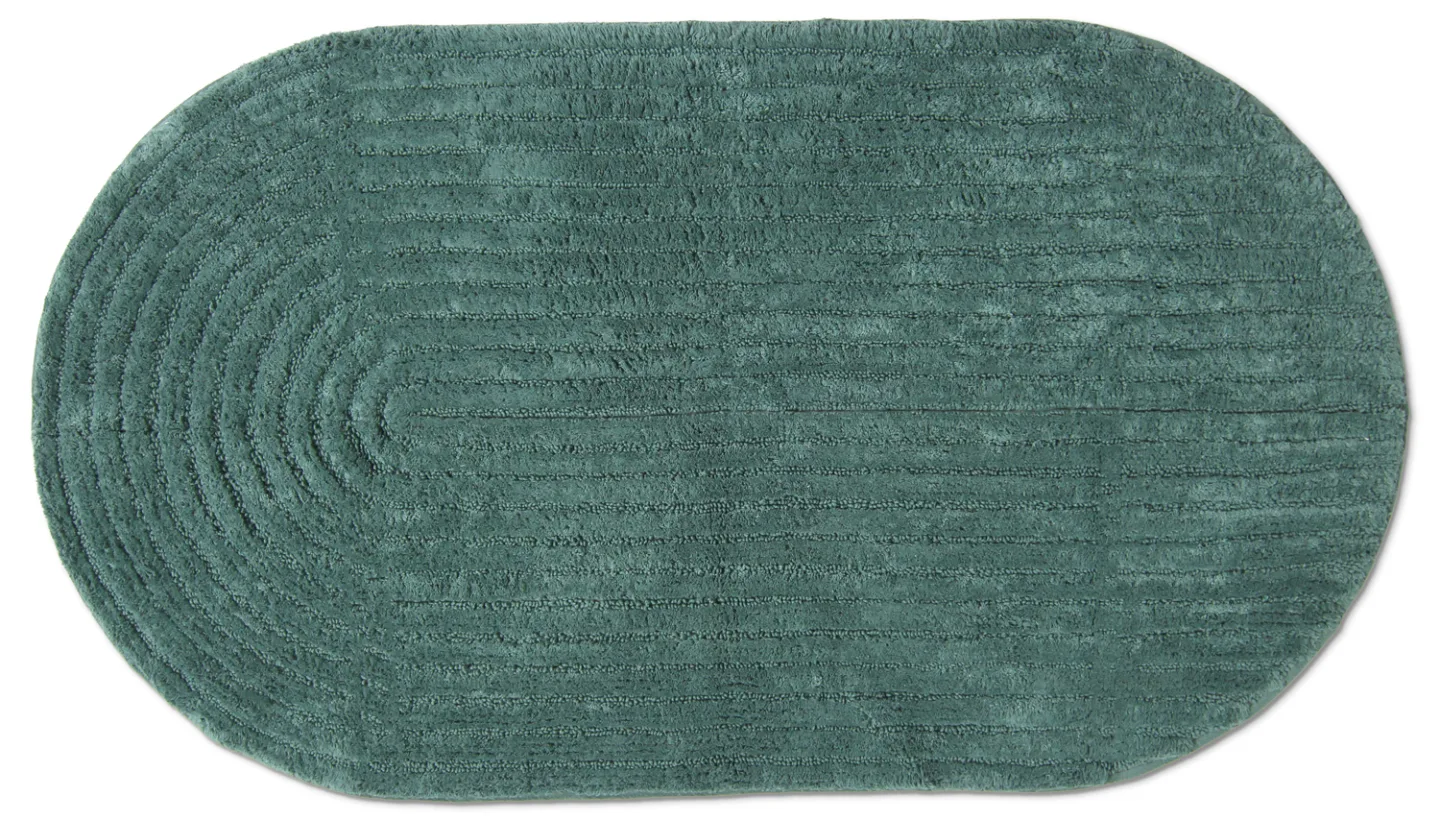 Oval baderomsmatte - Evena (mørk grønn) (Størrelse: 50 x 90 cm)