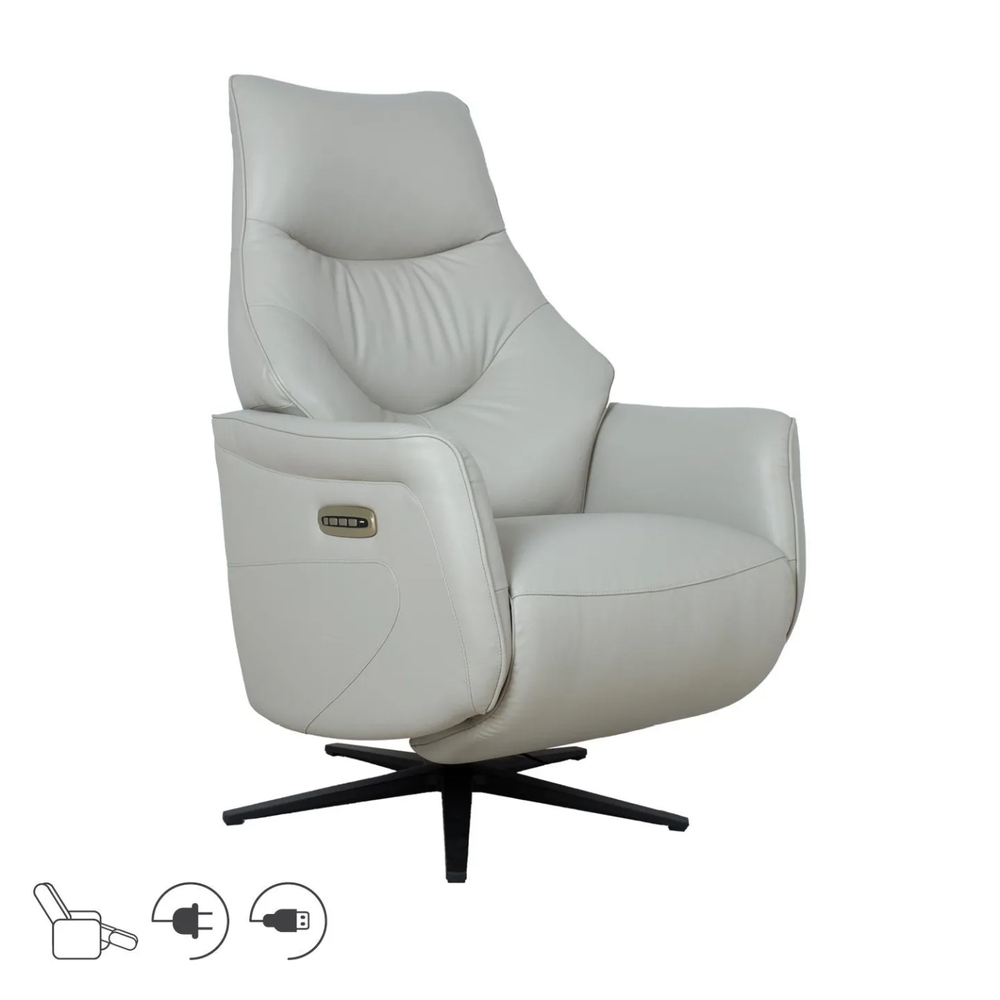 Reclinerfåtölj Rosdal med elektrisk mekanism - beige läder