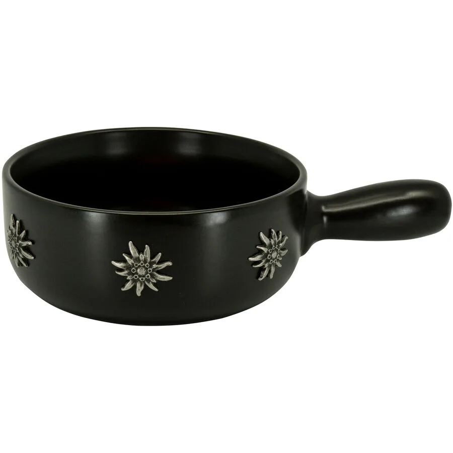 Fonduecaquelon Edelweiss Schwarz Keramik/Edelstahl