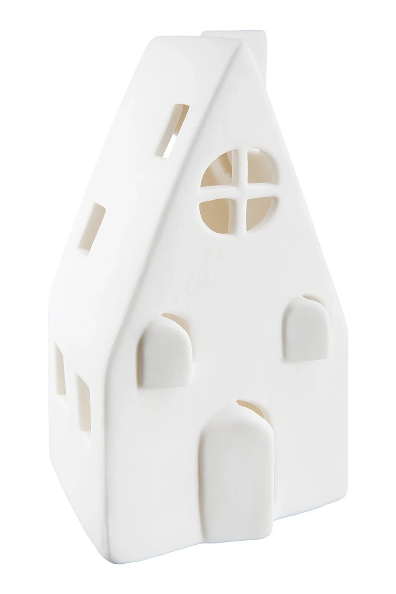 Gilde Windlicht mit LED Haus-Led, Windo, Weiss H: 16 cm | Schubiger Möbel