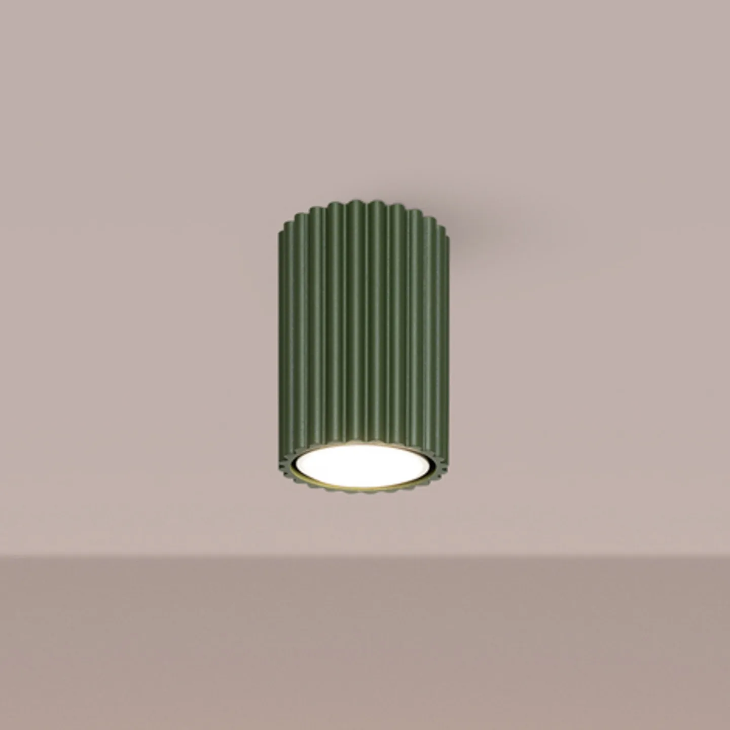 ALORA taklampe, olivengrønn, Ø 7 cm, metall, GU10 - SOLLUX SOLLUX LIGHTING - Stue - Aluminium - Med en lyskilde