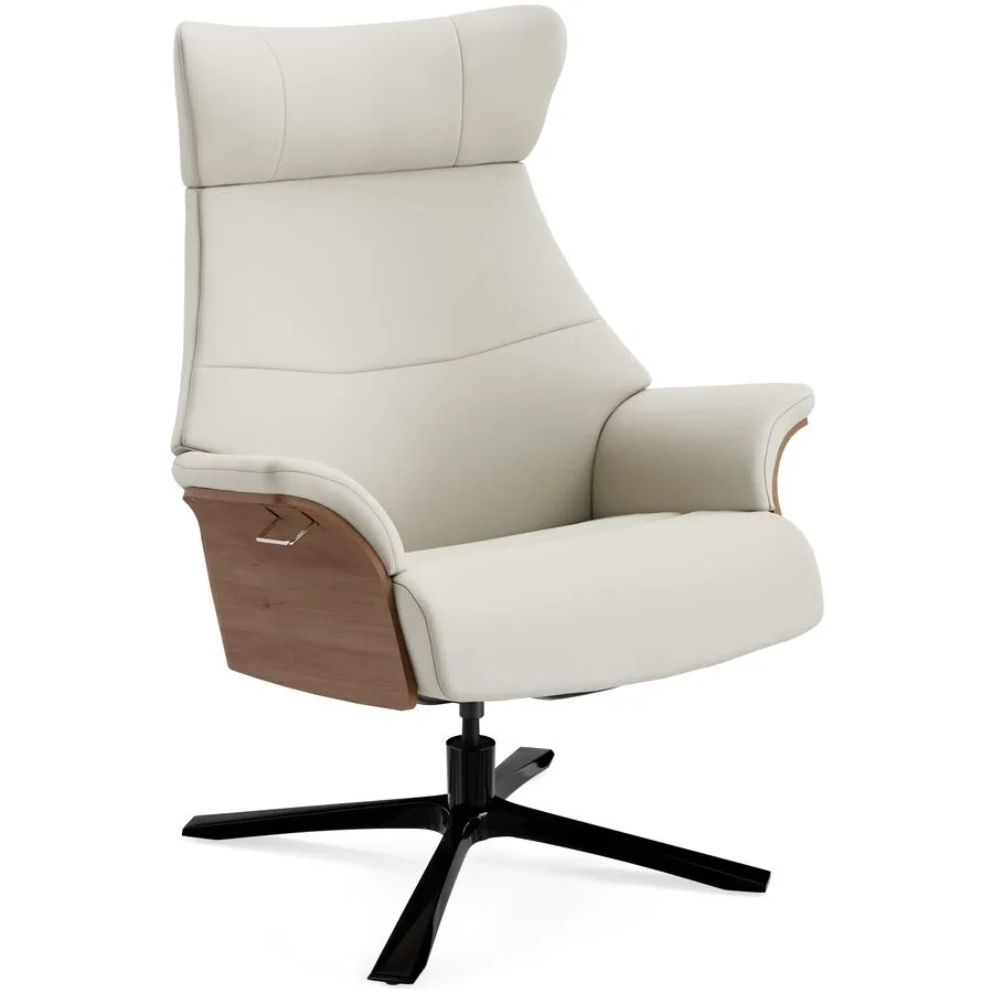 Conform Sessel Airness Weiss, Natur, Schwarz Leder, Walnuss, Aluminium B 81 T 163 H 101 cm - Möbel Konfigurator: Traummöbel individuell