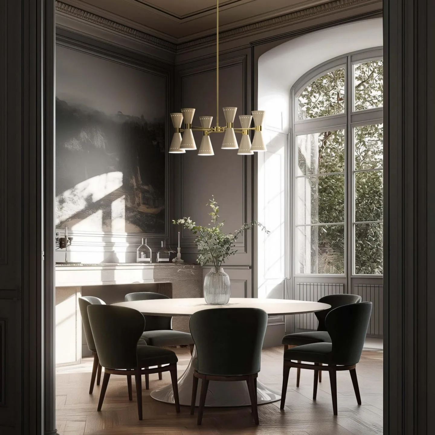 Megafono Pendellampe, elfenbeinfarben, Ø 100 cm - Stilnovo - Wohnzimmer - Design - Metall - Mehrflammig