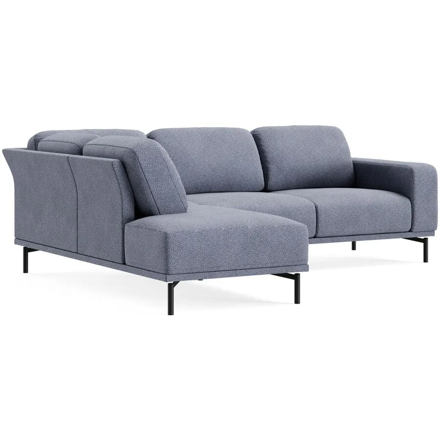 Ecksofa Maja Blau Stoff 249 cm 207 cm - Farbe: LODGE - 16/2 dark blue - Möbel Konfigurator: Traummöbel individuell zusammenstellen