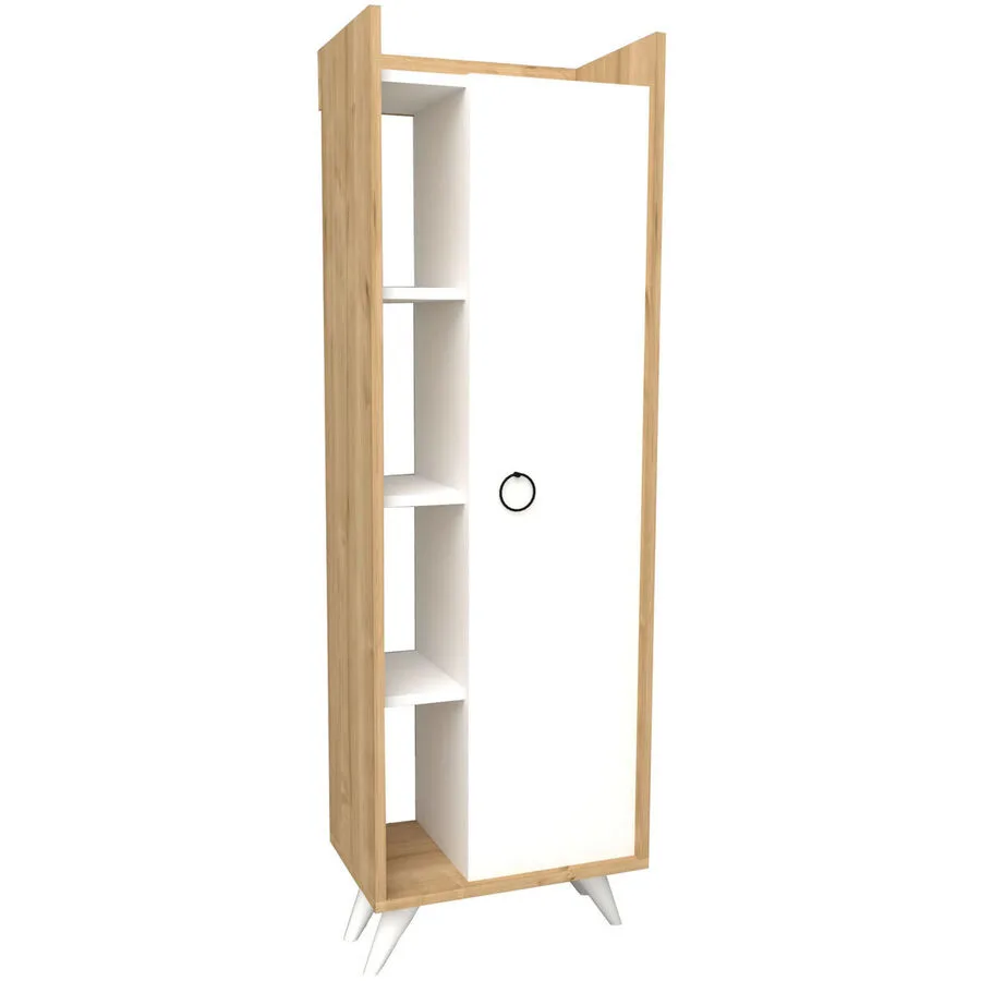 Schrank Yemek Eiche und Weiss melaminbeschichtete Spanplatte B 50 H 140 cm
