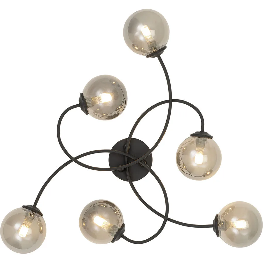 Deckenlampe Daria Grau/Schwarz Metall/Glas 52 cm 17.5 cm - Farbe: Schwarz/Grau