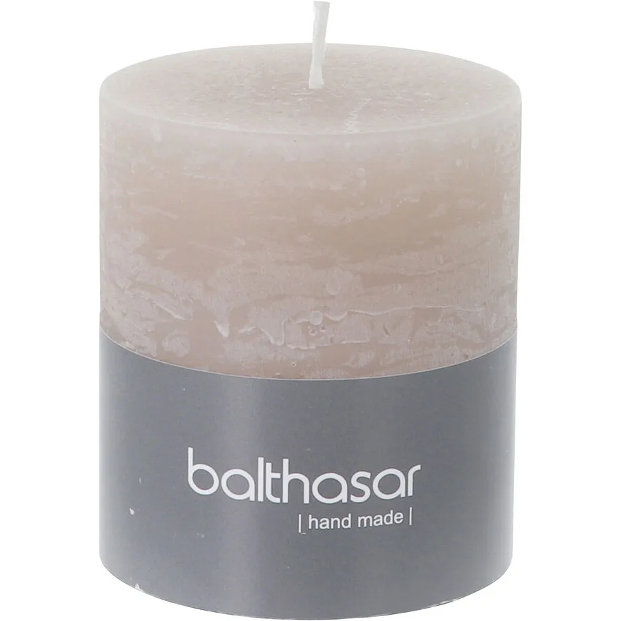 Balthasar Kerze Rustico taupe H8 cm D7 cm, Brenndauer 35h - Material: Wachs