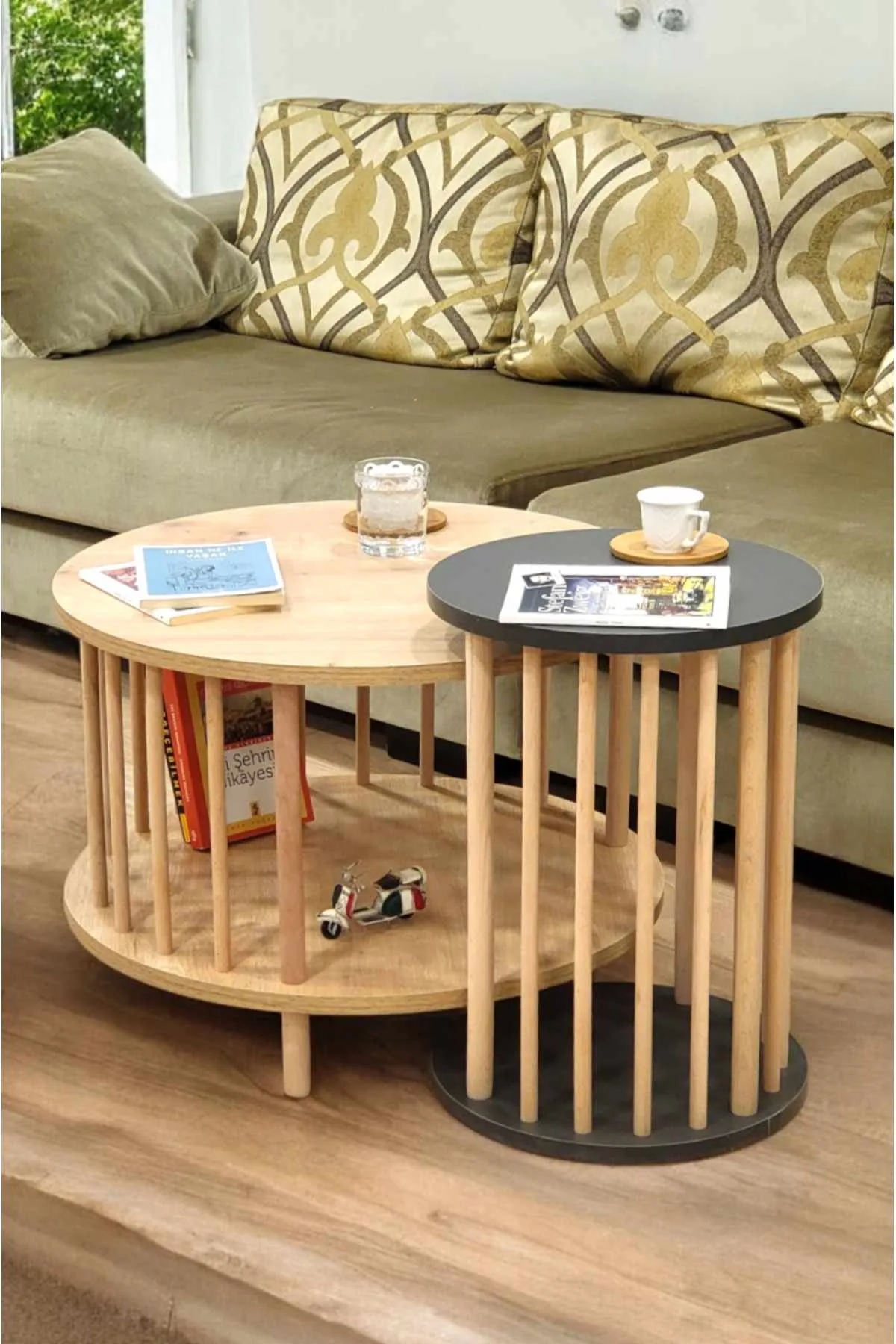Belvo Soffbordsset 60x43 cm - Sapphire Oak och antracit