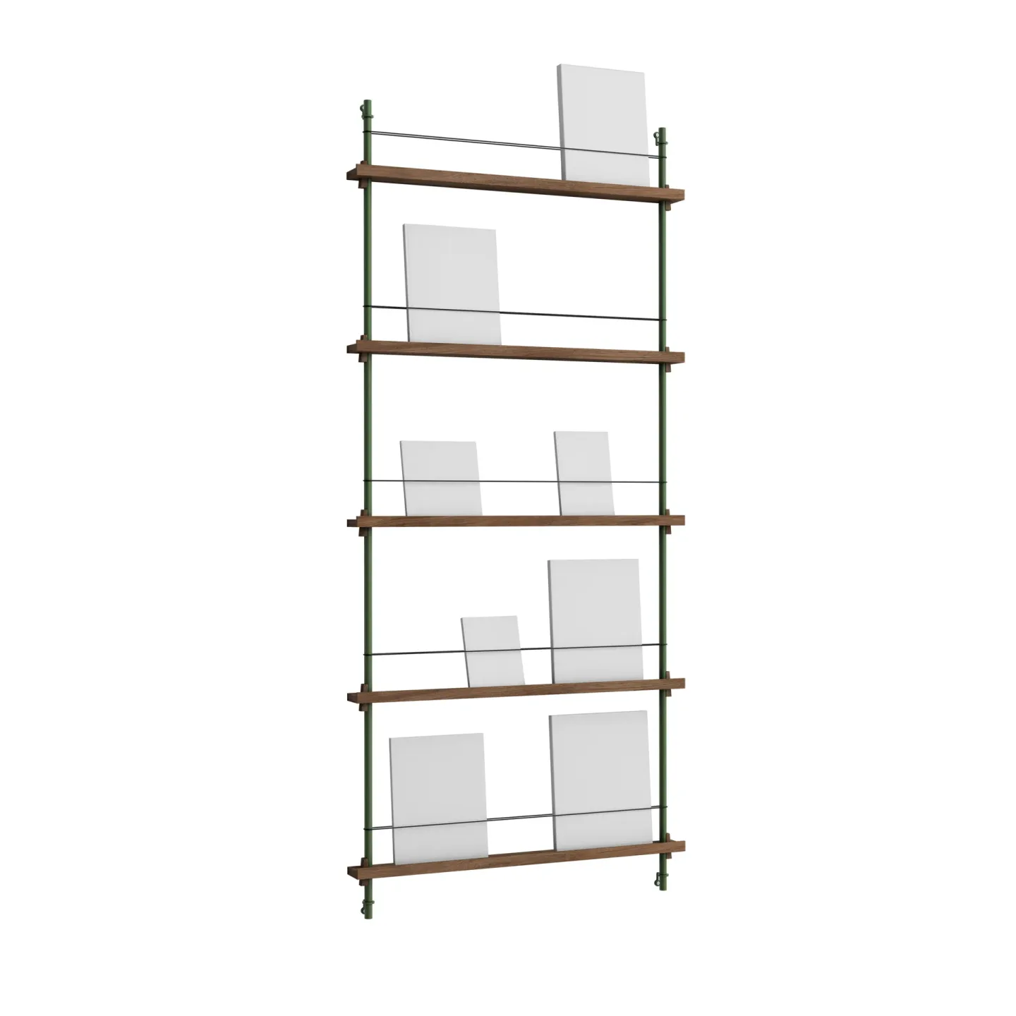 MOEBE Magazine Shelving tidningsställ Rökt ek-pine green, 85x180x7 cm, MS.180.1