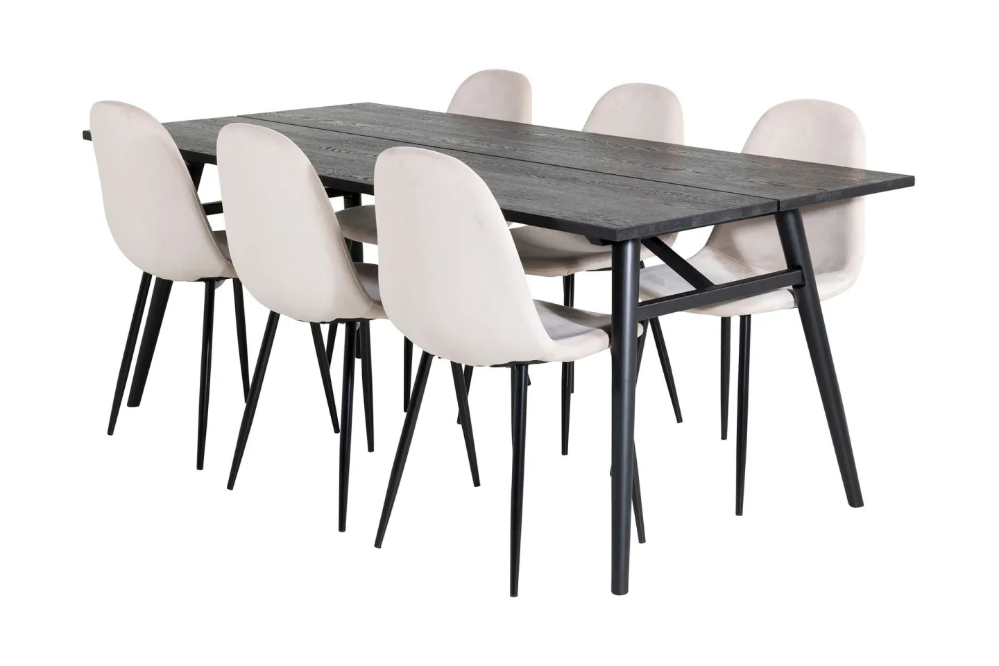 Zenazmi Matgrupp 195 cm inkl 6 Pontus Stolar - Svart/Beige