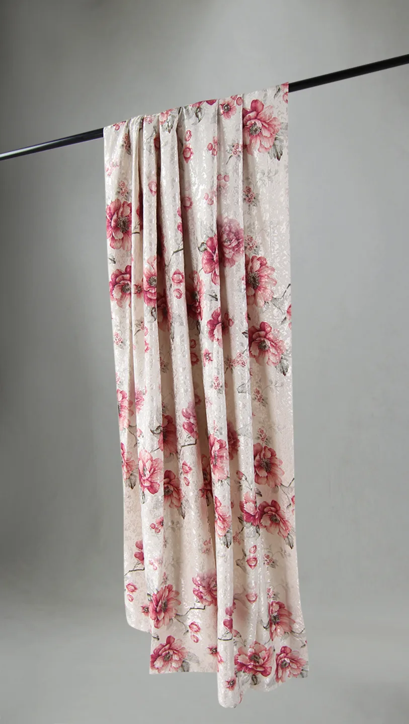 Gardin - Blom (rosa) (Størrelse: 140 x 260 cm)