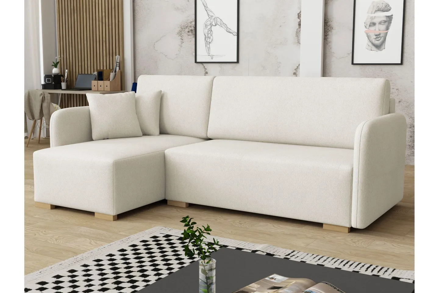 Amelus Bäddsoffa m. Divan 4-sits - Vit