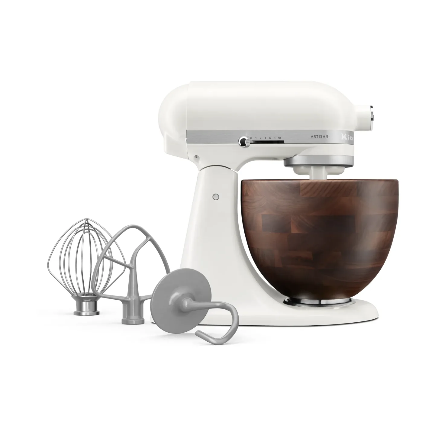 KitchenAid Artisan 5KSM156 Küchenmaschine mit Holzschüssel 4,7 l Porcelain white-walnut