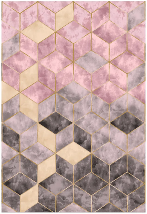 Wilton-teppe - Brendola (rosa/grå/gull) (Størrelse: 240 x 340 cm)