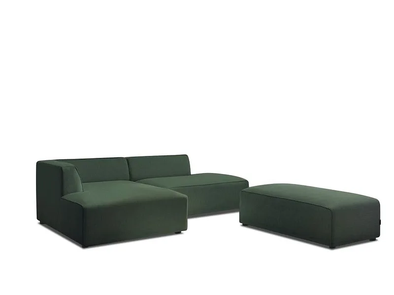 Ecksofa mit Hocker BOBOCHIC MEGEVE Stoff chiniert grün