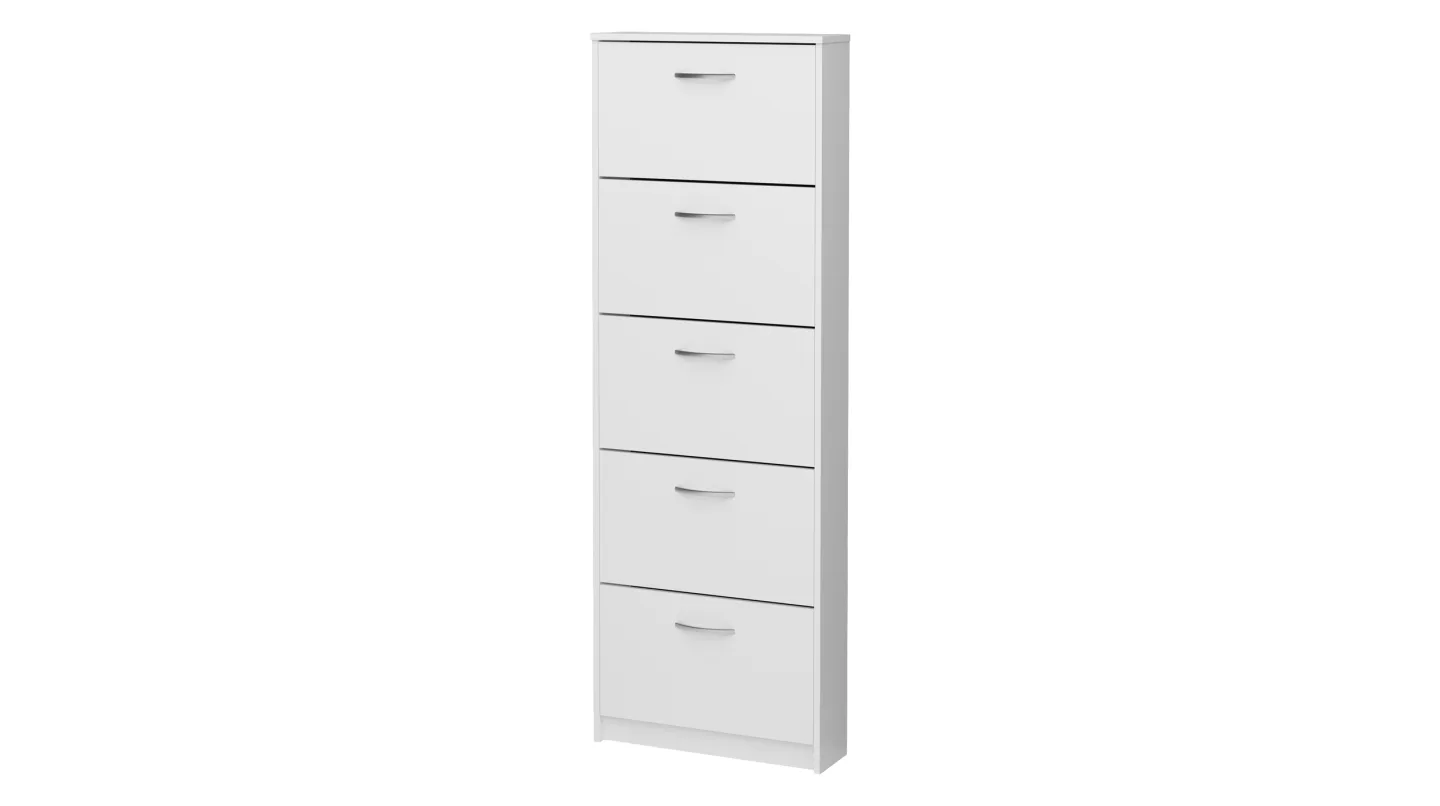 Schuhschrank weiß 59 x 169 cm - 5-türig - STEP