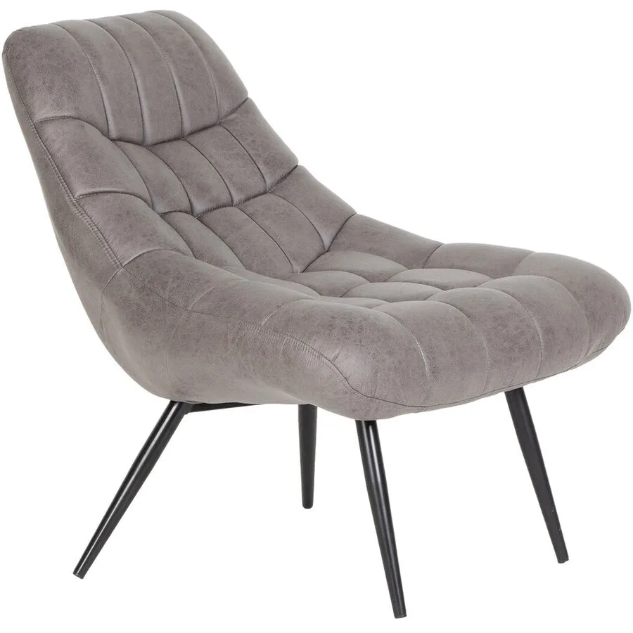 Sessel Bruce Dunkelgrau, Schwarz Kunstleder, Metall B 76 cm T 85.6 cm H 85.6 cm