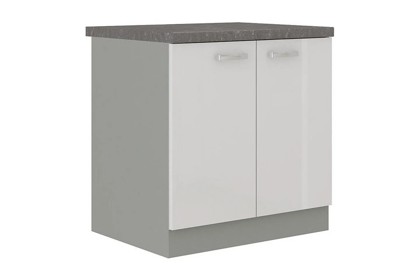 Bianco Skåp med dörrar 80x52x82 cm - Grå/Vit Högglans