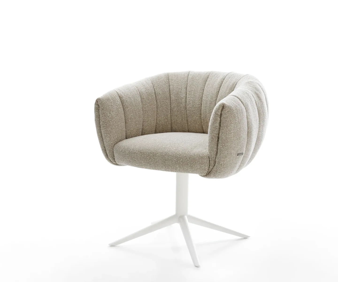 Drehstuhl Jada-Flex Webstoff Soft Beige Fußkreuz Weiß 360° drehbar Wippfunktion Taschenfederkern