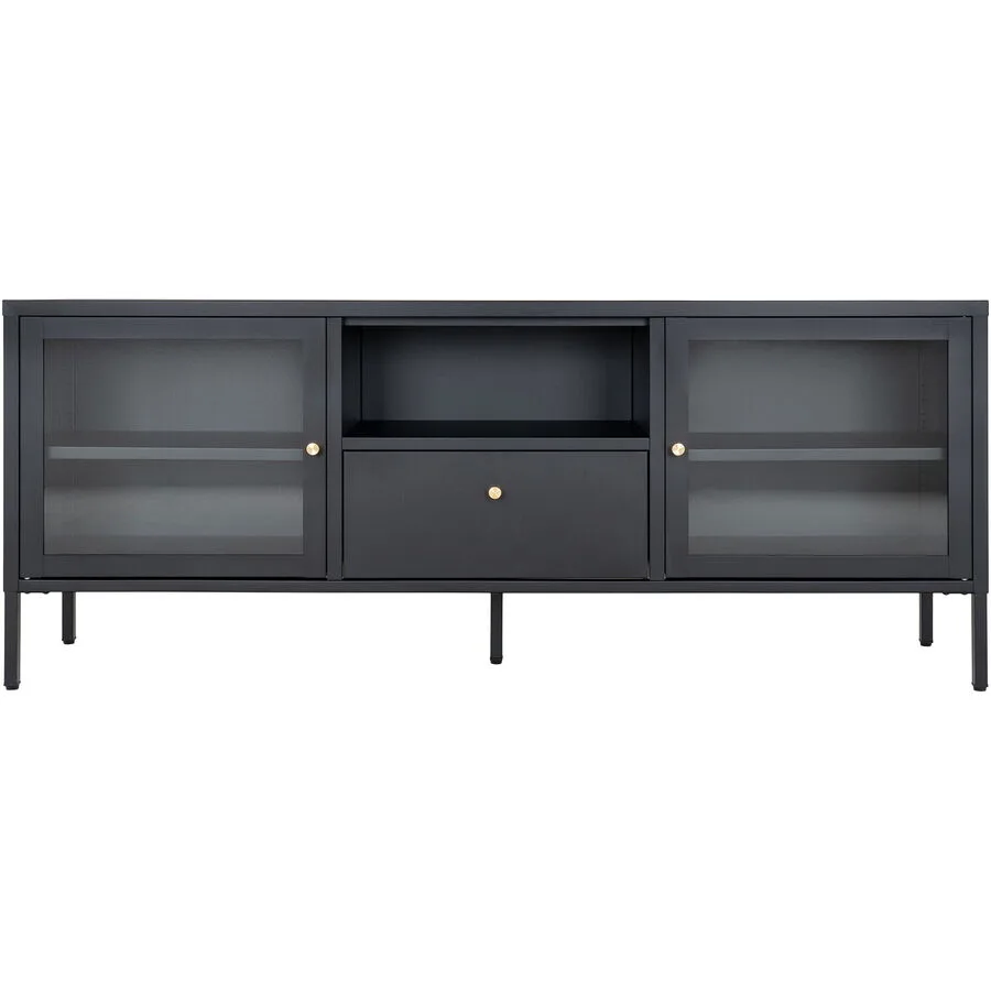 TV-Möbel Tavena schwarz Stahl/Glas B 150 cm
