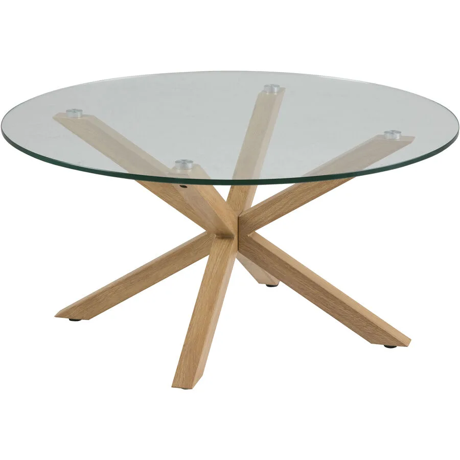 Salontisch Amiri klar Glas, Metall, Holz B 82 T 82 cm
