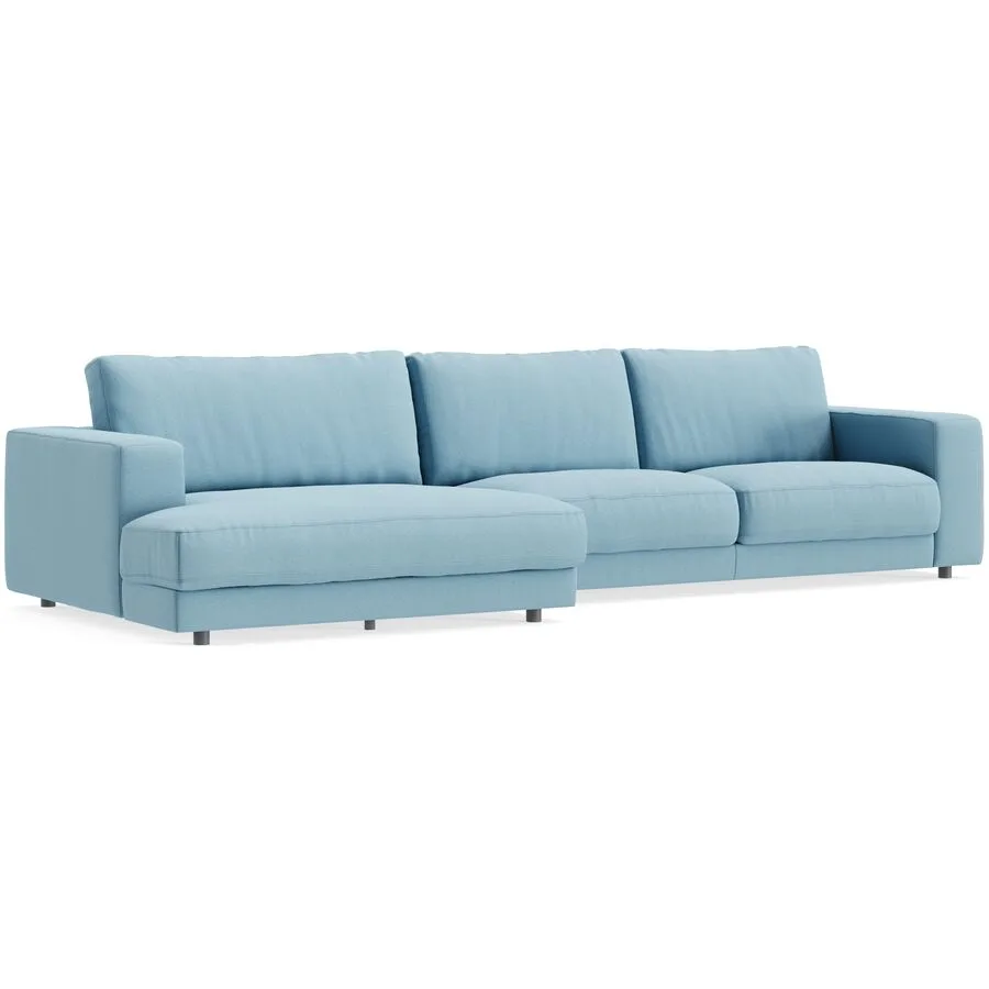 Ecksofa Ava Links Bezug: 98% Polyester, 2% Nylon light blue B 350 T 150 cm - Möbel Konfigurator: Traummöbel individuell zusammenstellen