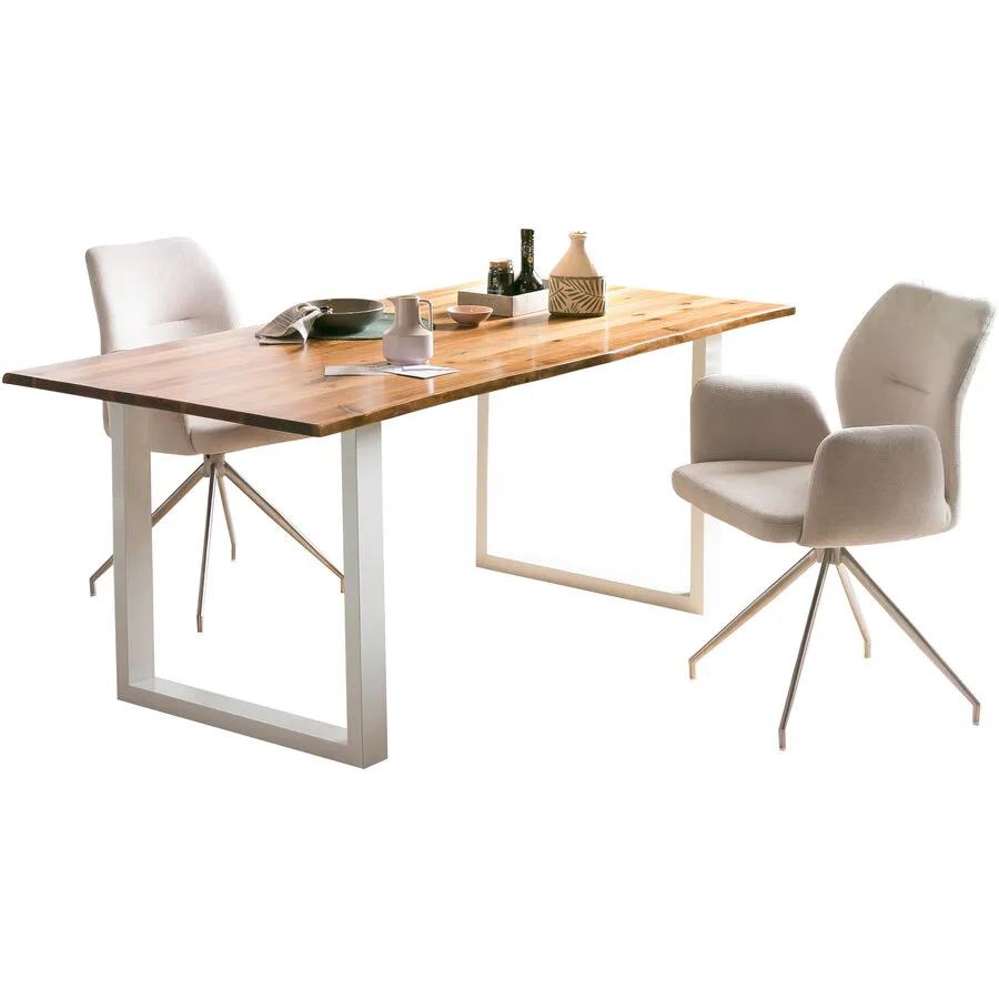 Tisch Sergio Natur/weiss Akazie Massivholz B 200 T 100 cm