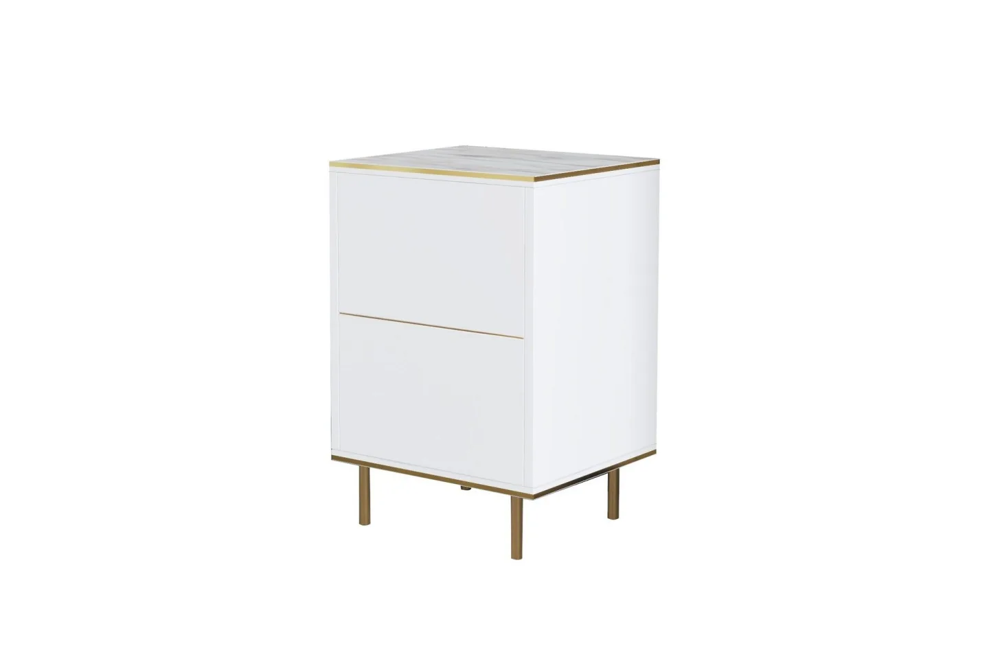 Imaj Sängbord 40 cm - Vit marmor/Guld