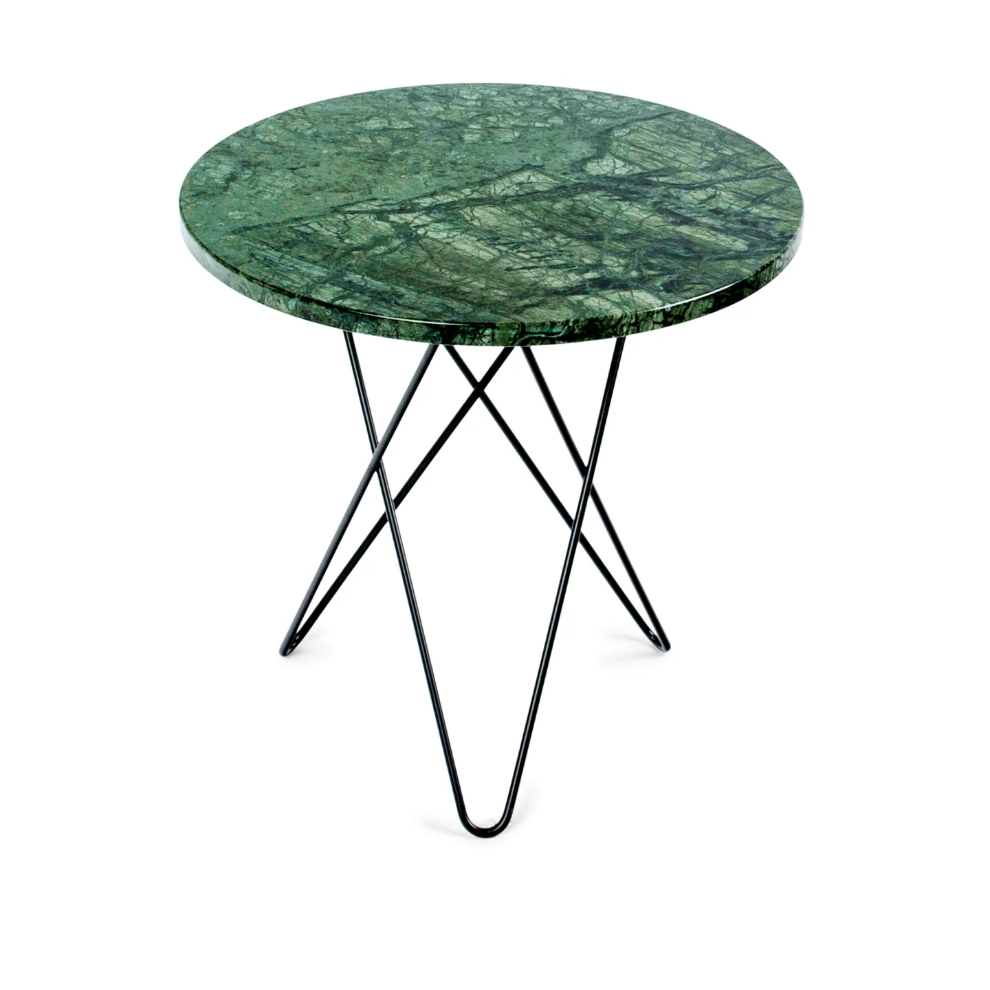 OX Denmarq - Tall Mini O Table Black Steel Frame Green Marble Top - Sidobord - Dennis Marquart - Svart - Metall/Sten