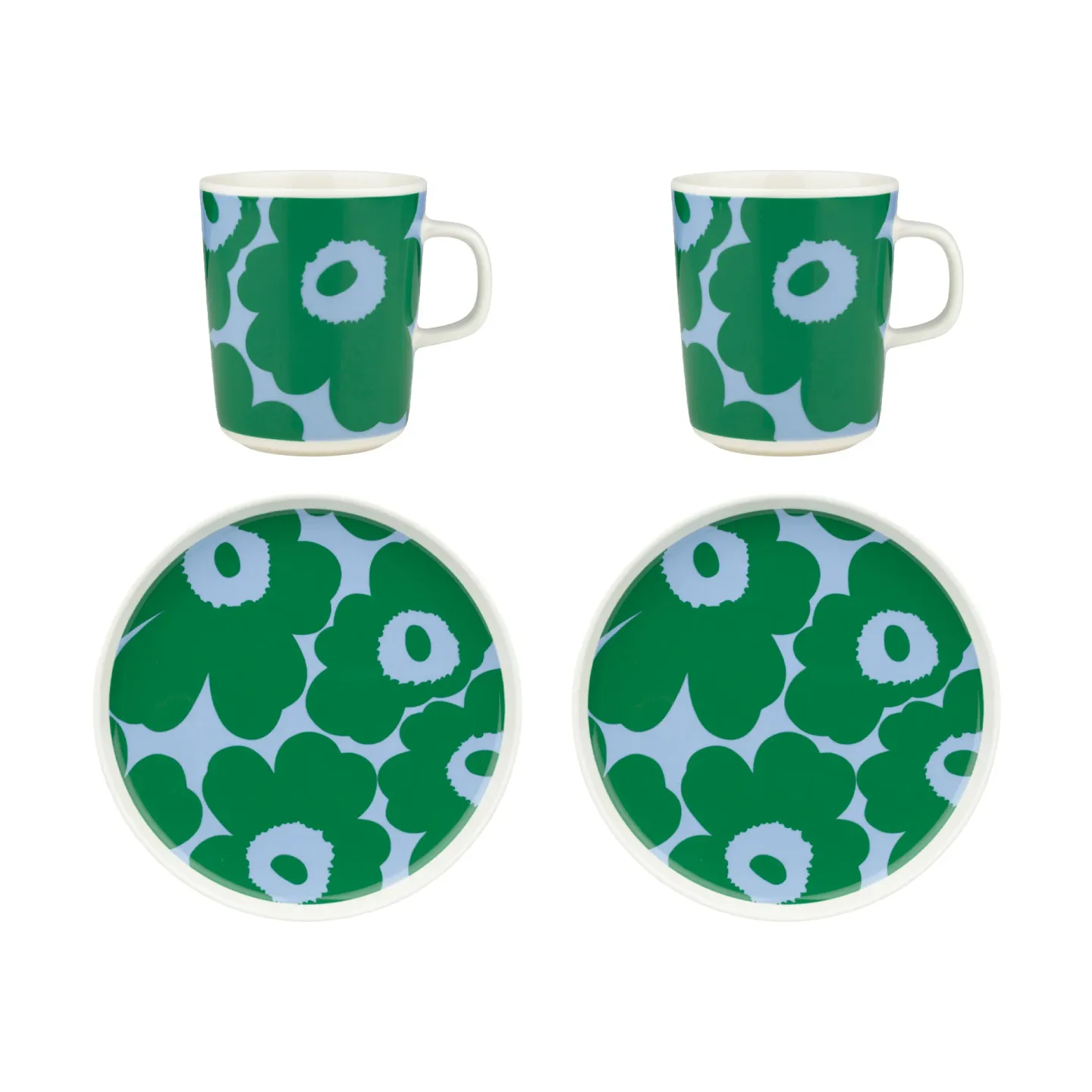Marimekko Unikko Frühstücksset White-green-light blue, 4 delar
