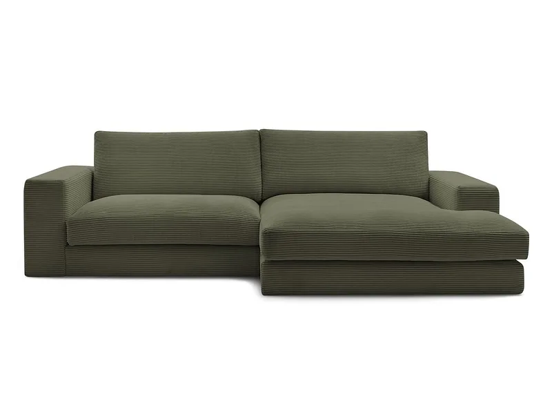 Ecksofa BOBOCHIC LEONARD Cord-Stoff grün