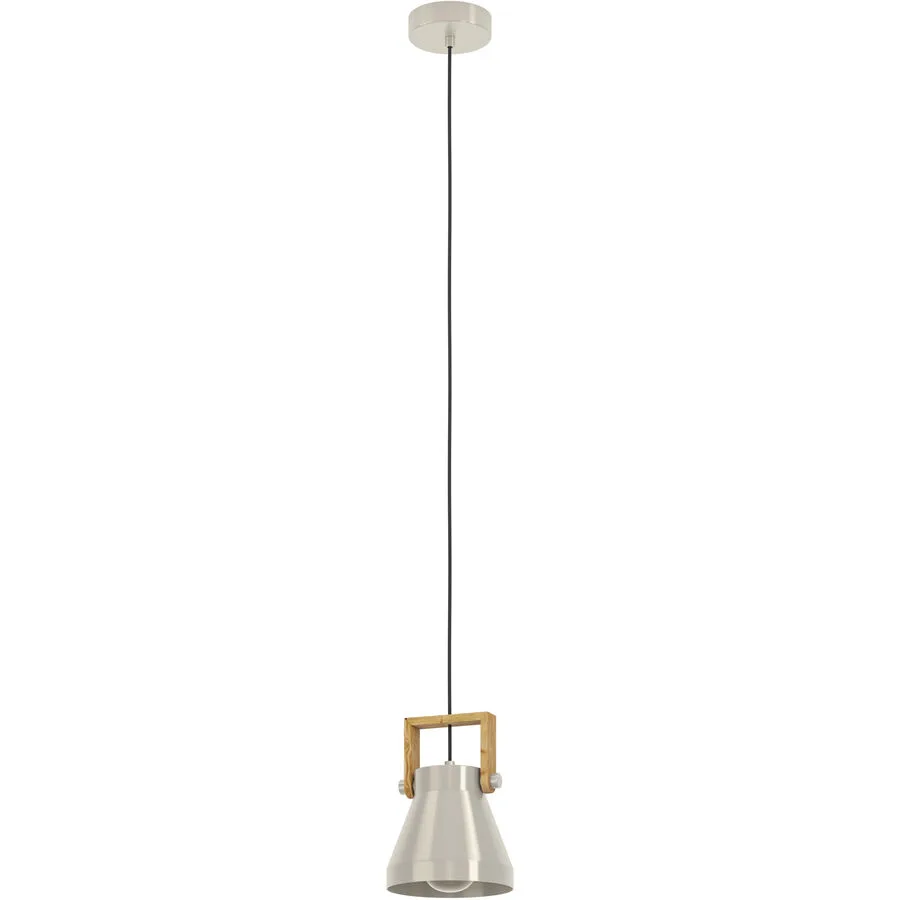 Eglo Pendellampe Cawton Grau Stahl/Holz 110 cm - Material: Holz/Stahl