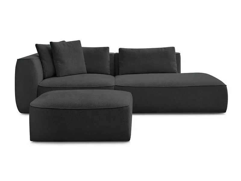 3er Sofa mit Hocker BOBOCHIC LEOPOLD Stoff mit Textur schwarz