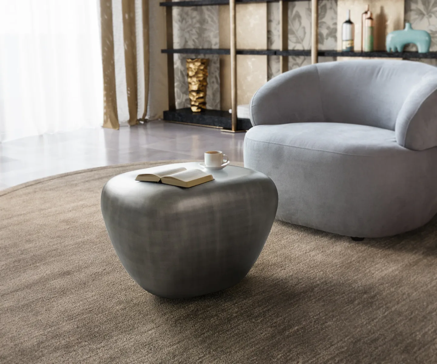 Couchtisch Caramia 65x55 cm Metallic Silber